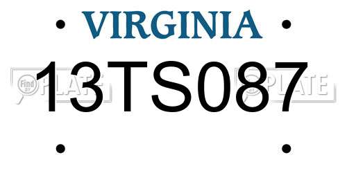 13TS087 Virginia License Plate