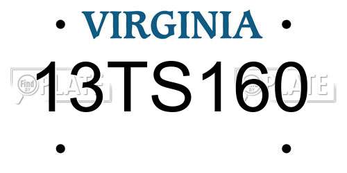 13TS160 Virginia License Plate