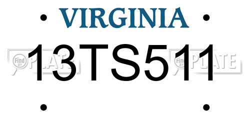 13TS511 Virginia License Plate