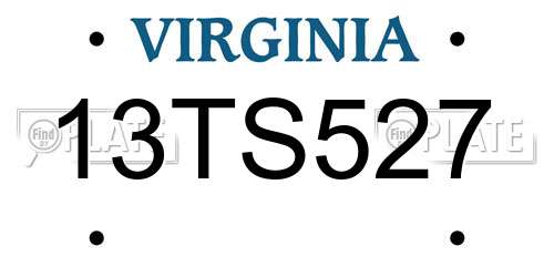 13TS527 Virginia License Plate