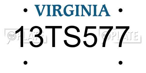 13TS577 Virginia License Plate