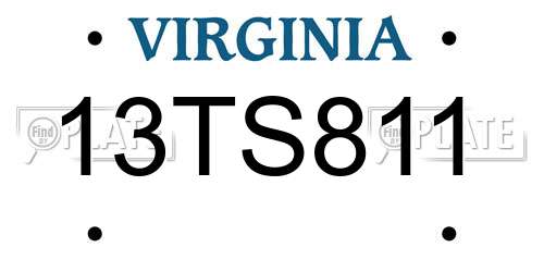13TS811 Virginia License Plate