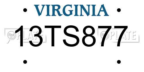 13TS877 Virginia License Plate
