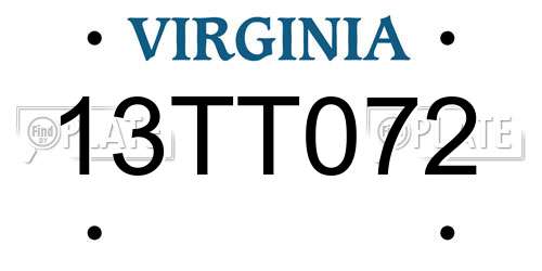 13TT072 Virginia License Plate