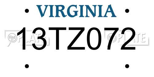 13TZ072 Virginia License Plate