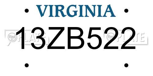 13ZB522 Virginia License Plate