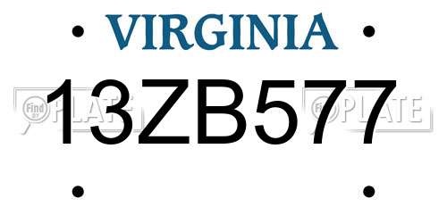 13ZB577 Virginia License Plate