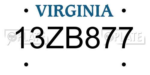 13ZB877 Virginia License Plate