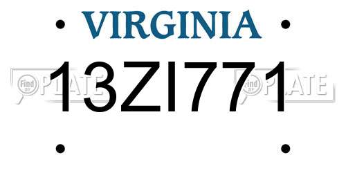 13ZI771 Virginia License Plate