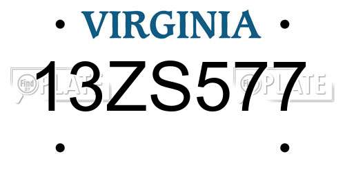 13ZS577 Virginia License Plate