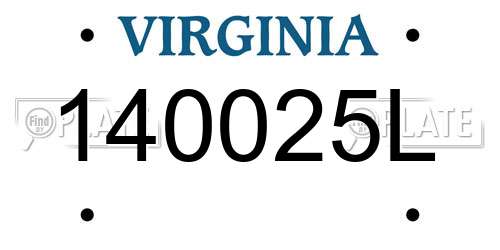 140025L Virginia License Plate