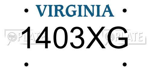 1403XG Virginia License Plate