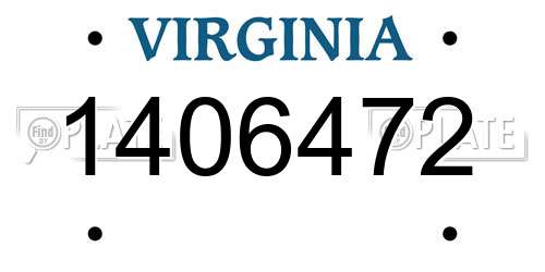 1406472 Virginia License Plate
