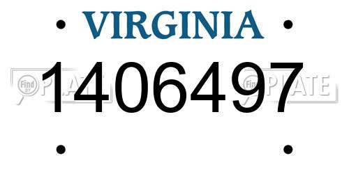 1406497 Virginia License Plate
