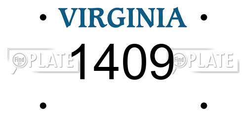 1409 Virginia License Plate