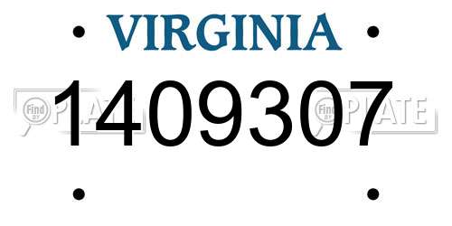 1409307 Virginia License Plate