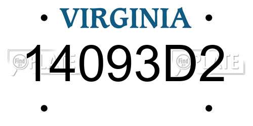 14093D2 Virginia License Plate