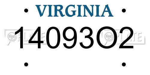 14093O2 Virginia License Plate