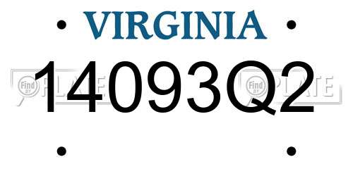 14093Q2 Virginia License Plate