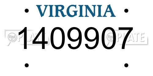 1409907 Virginia License Plate