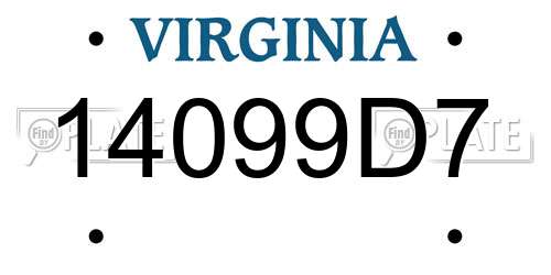 14099D7 Virginia License Plate