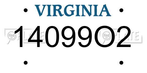 14099O2 Virginia License Plate