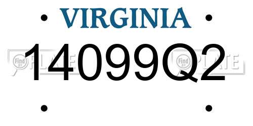 14099Q2 Virginia License Plate