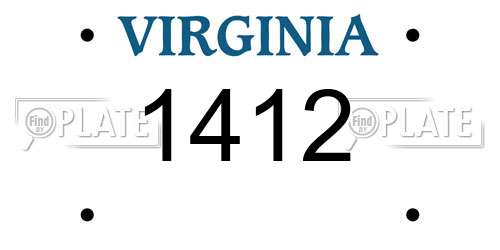 1412 Virginia License Plate
