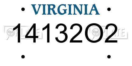 14132O2 Virginia License Plate