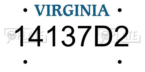 14137D2 Virginia License Plate