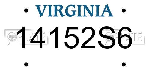 14152S6 Virginia License Plate