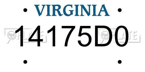 14175D0 Virginia License Plate
