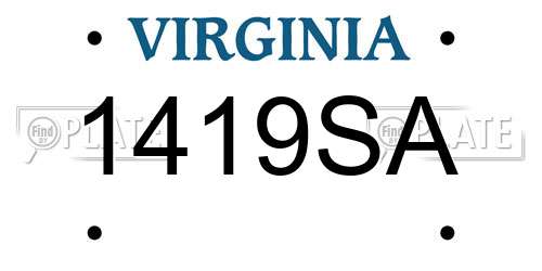 1419SA Virginia License Plate