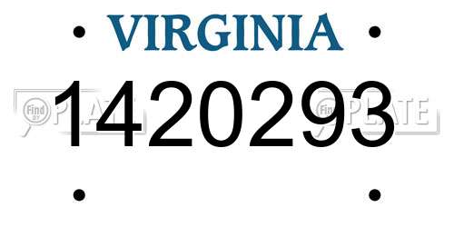 1420293 Virginia License Plate