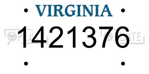 1421376 Virginia License Plate