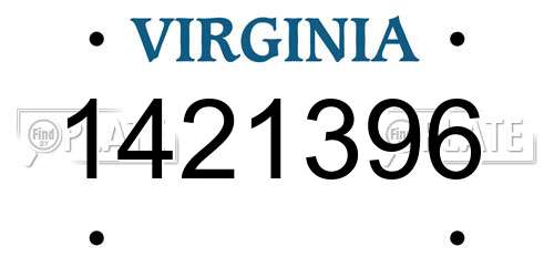 1421396 Virginia License Plate