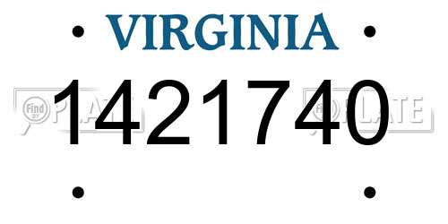 1421740 Virginia License Plate