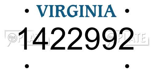 1422992 Virginia License Plate