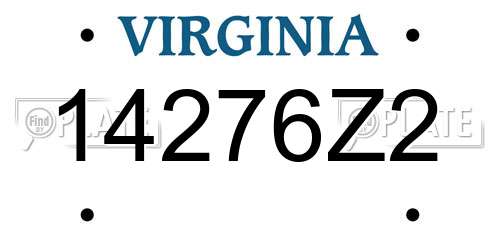 14276Z2 Virginia License Plate