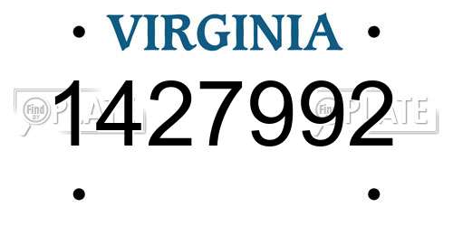 1427992 Virginia License Plate
