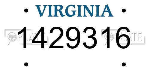 1429316 Virginia License Plate