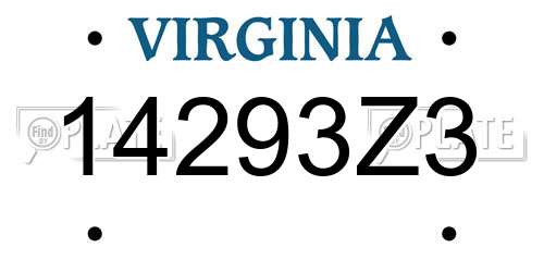 14293Z3 Virginia License Plate