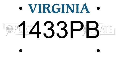 1433PB Virginia License Plate