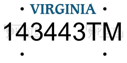 143443TM Virginia License Plate
