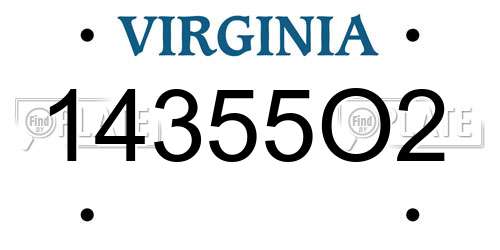 14355O2 Virginia License Plate