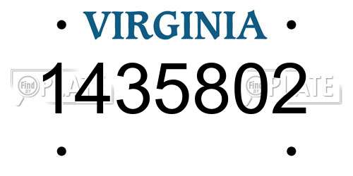 1435802 Virginia License Plate