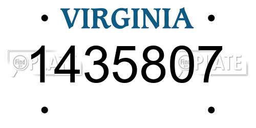 1435807 Virginia License Plate