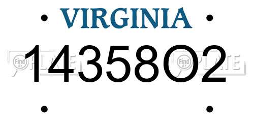 14358O2 Virginia License Plate