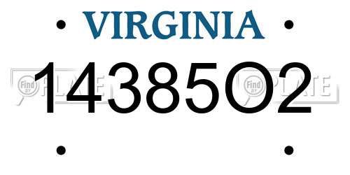 14385O2 Virginia License Plate