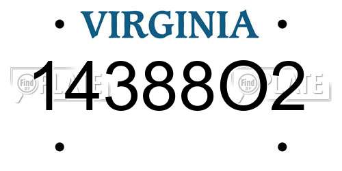 14388O2 Virginia License Plate